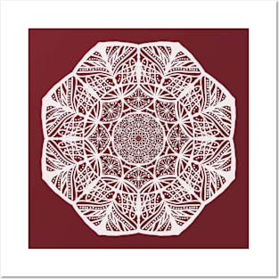 Chic White Mandala Pattern Design Posters and Art